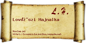 Lovászi Hajnalka névjegykártya